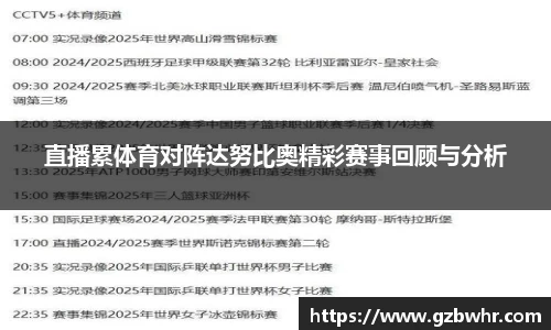 直播累体育对阵达努比奥精彩赛事回顾与分析